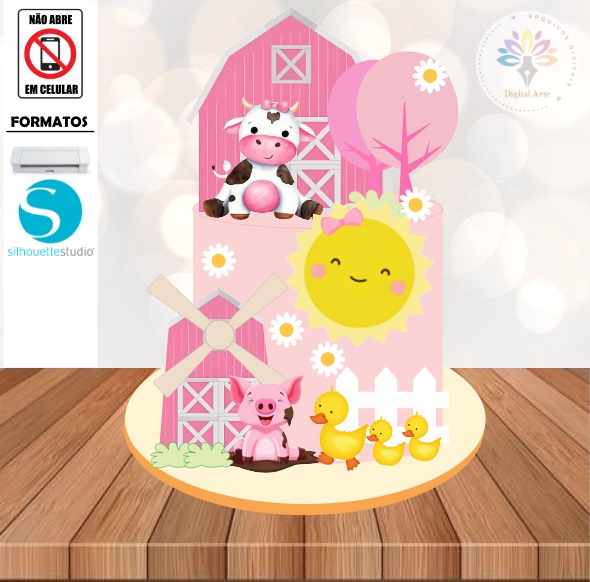 Arquivo de Corte Topo de Bolo Fazendinha #014