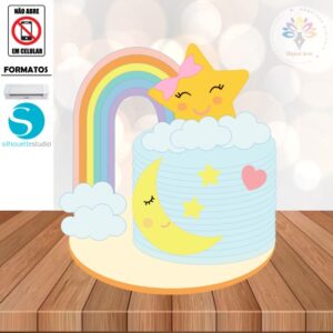 Arquivo Topo de Bolo Estrela Arco Iris