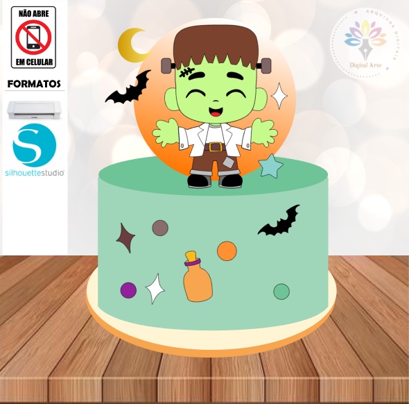 Arquivo de Corte Topo de Bolo Halloween #010