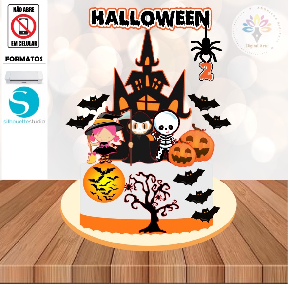 Arquivo de Corte Topo de Bolo Halloween #015 *IMPRESSO!*