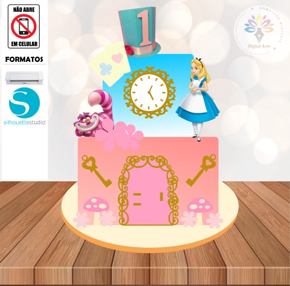 Arquivo de corte Topo de Bolo Alice #006