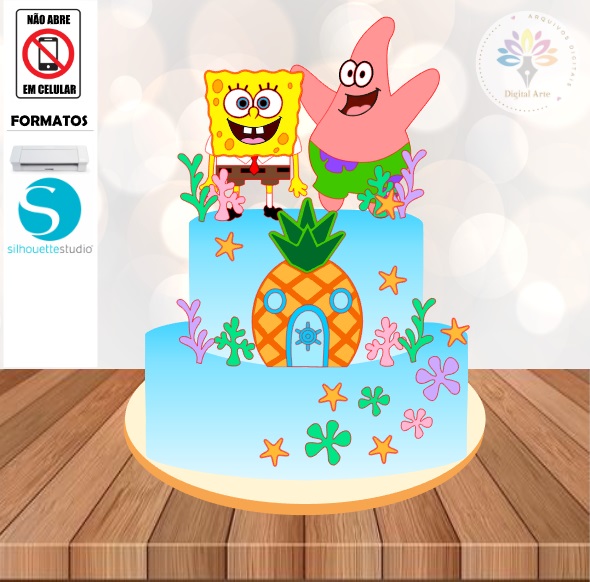 Arquivo de Corte Topo de Bolo Bob Esponja #005