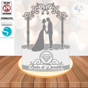 Arquivo Topo de Bolo Bodas de Diamante #01