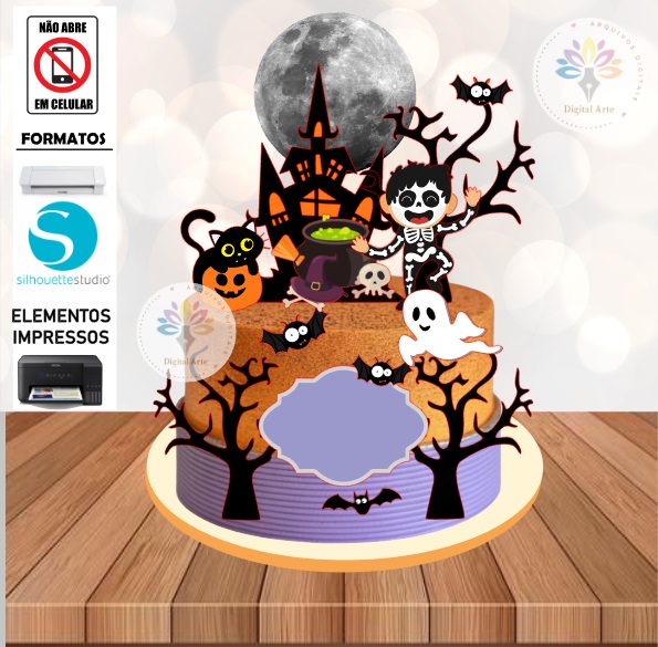 Arquivo de Corte Topo de Bolo Halloween #028